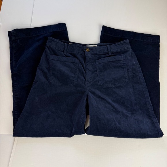 Loft The Palmer Wide Leg Corduroy Pants Navy Blue Curvy High Rise Womens 12 - Picture 11 of 11